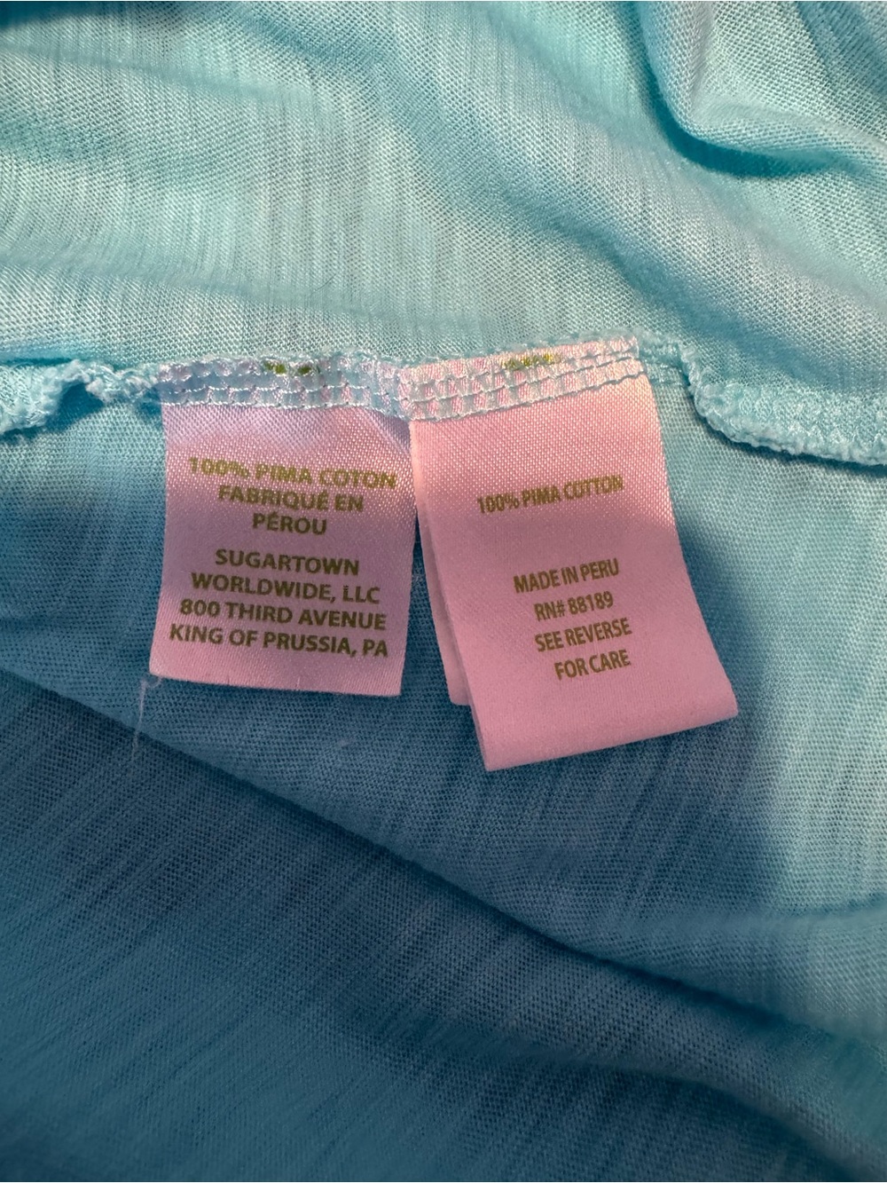 LILLY PULITZER Etta V-Neck Top, Turquoise, Teal, Size Large, EUC - Picture 5 of 6